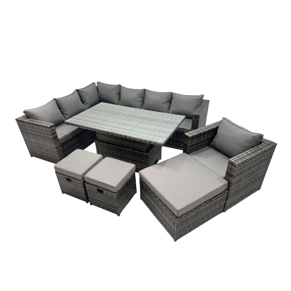 Fimous 10-Seater Corner Sofa Set Rattan Garden Furniture Set With 3 Stool