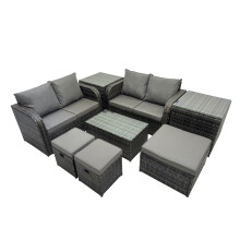 Fimous Outdoor Love Sofa Coffee Table Set Garden Rattan Furniture Set