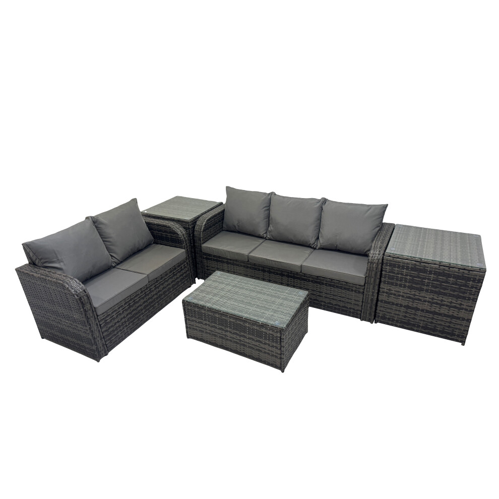 Fimous Garden Rattan Furniture Set Seater With 2 Side Tables Size 5