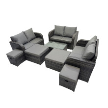 Fimous Garden Rattan Furniture Set 10 Seater with 4 Stools