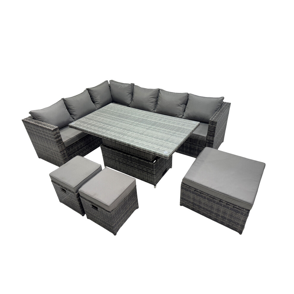Fimous 9-Seater Rattan Garden Furniture Dining Set With 3 Stools