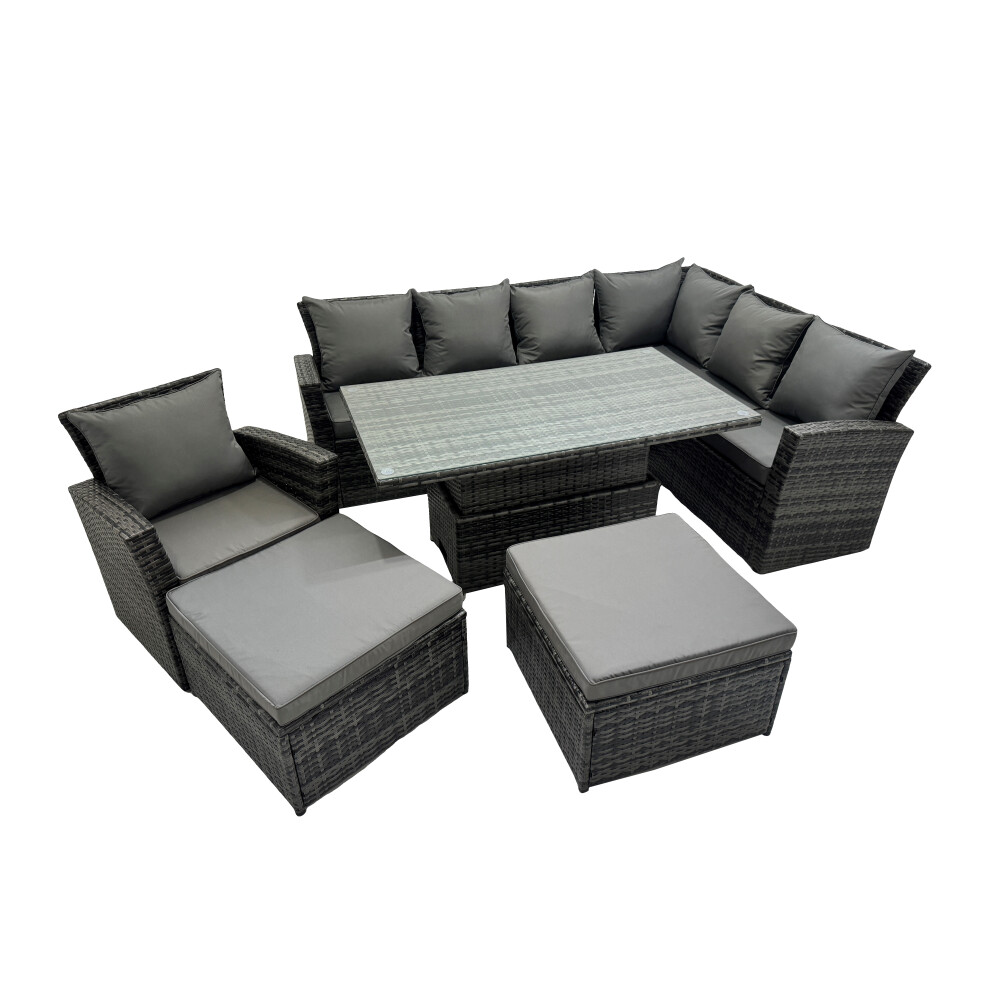 Fimous 9 Seat Rattan Garden Furniture Corner Sofa Set With 2 Big Footstools