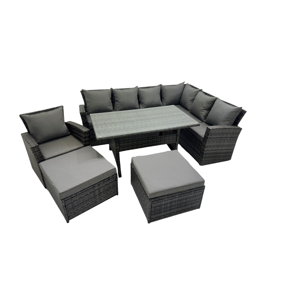 Fimous 9 Seater Patio Dining Corner Sofa Sets with Chair Dark Grey Mixed
