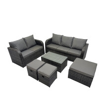 Fimous Garden Rattan Furniture Set 8 Seater with 3 Stools