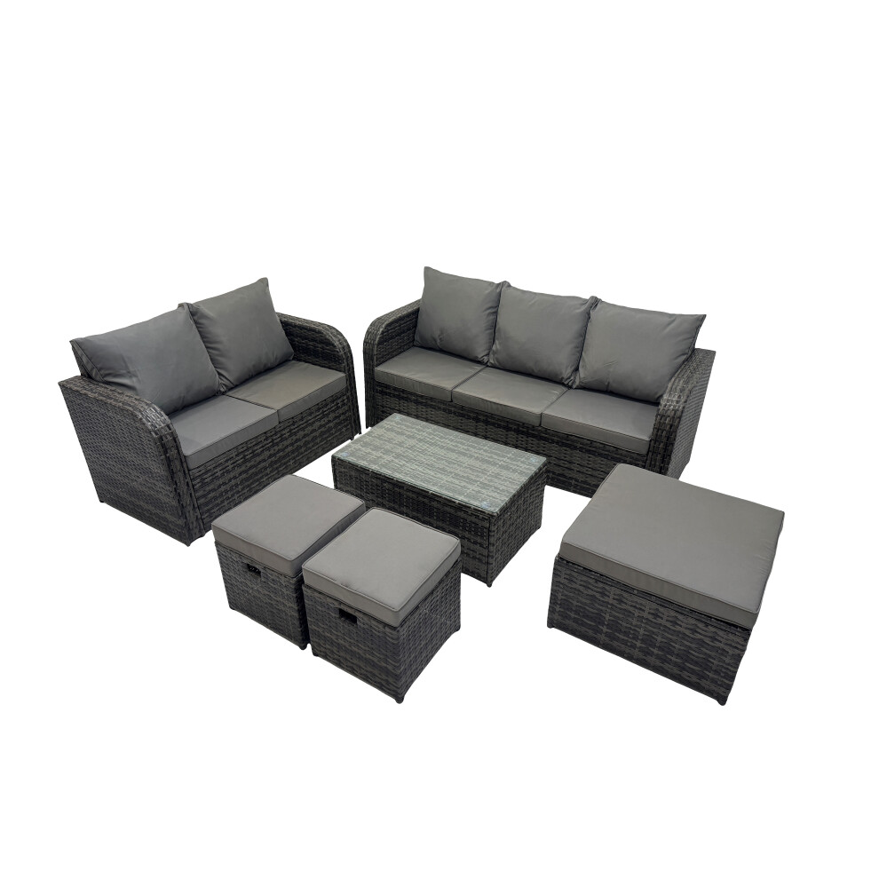 Fimous Garden Rattan Furniture Set 8 Seater With 3 Stools