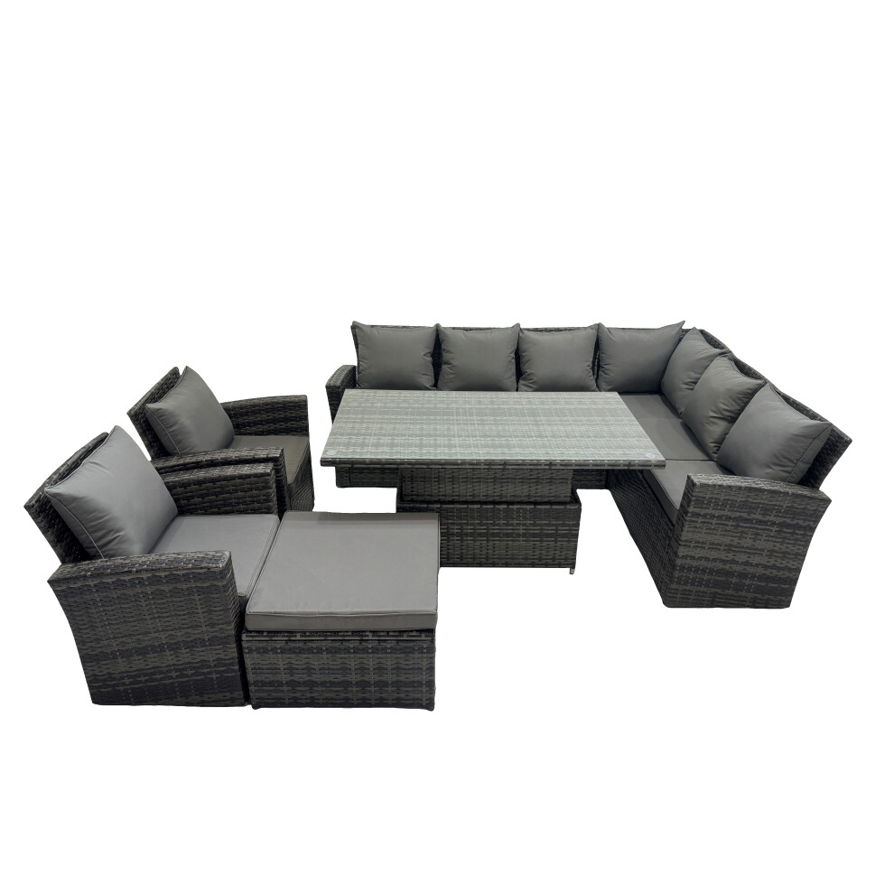 Fimous 9 Seat Rattan Garden Furniture Corner Sofa Set With Big Footstool