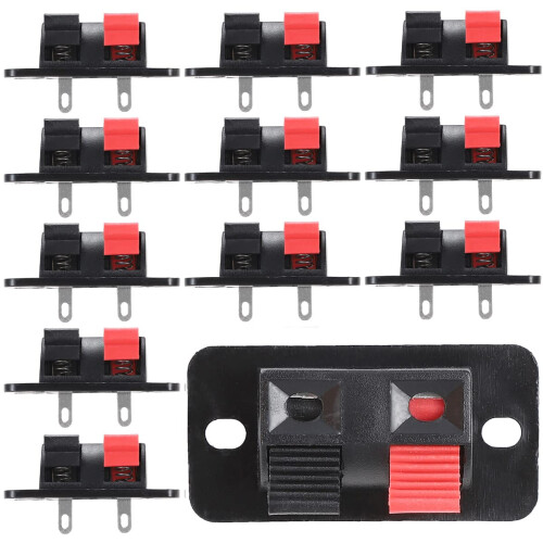 12pcs 2 Way Speaker Terminal Block Speaker Terminal Block Board Connector Speaker Spring Terminal Push Release Type