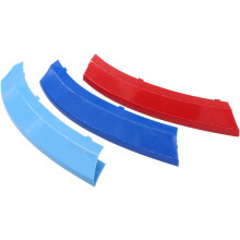 Set of 3 ABS M Color Front Bumper Kidney Grille Grill 3D Insert Sticker Decal Cover Clips Strips Trim