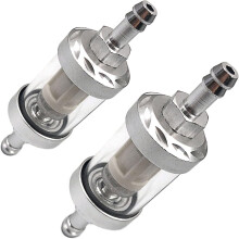 2pcs 5/16 inch 9747 Inline Fuel Filter With Clear View Glass And Chrome Hose Barb