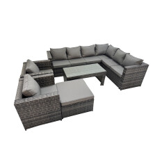 Fimous Garden Furniture Set with 2 Chairs Big Stool Dark Grey Mixed