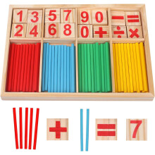 Zählstäbe aus Holz, mathematische Intelligenzstäbe, Zahlenkarten aus Holz, Bausteine, Geschenk für Kinder im Vorschulalter, Lernspielzeug