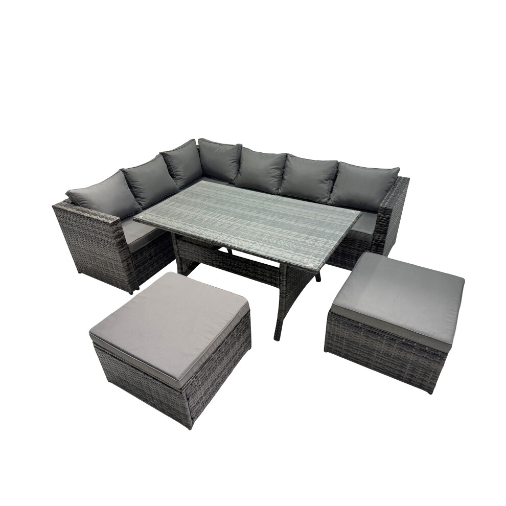 Fimous Outdoor Pe Rattan Sofa Set With With Big Stools Size 2