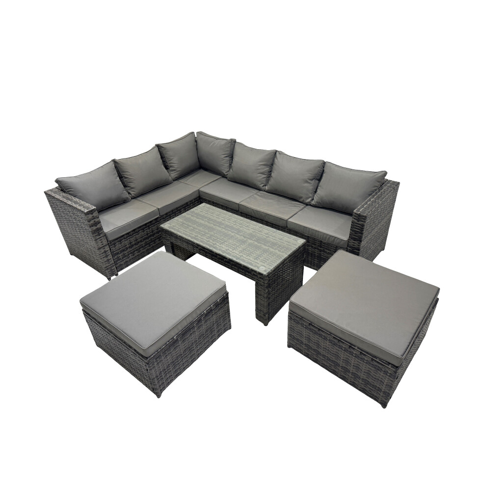 Fimous 5 Pieces Garden Furniture Corner Sofa Set & 2 Big Footstools