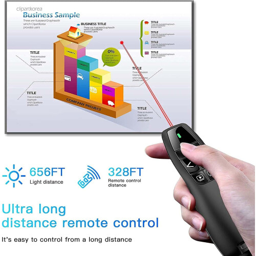 Presentation Clicker Pointer, 328FT Wireless Presenter Remote PPT PowerPoint Clicker, 2.4GHz Presentation Pointer Slide Advancer for Mac, Laptop 1