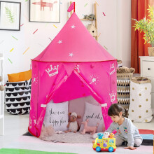 Roze prinsessen speeltent voor kinderen, opvouwbaar kasteel speelhuisje voor meisjes en jongens, eenvoudig op te zetten speeltent met opbergtas v
