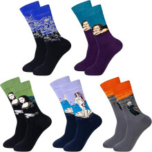 5 Pairs Mens Socks Novelty Painting Cotton Art Socks Funny Gifts for Men One Size