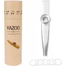 Metal Kazoo,Aluminum Alloy Kazoo with 5 Kazoo Flute Diaphragms and a Beautiful Box for Musical Instrument Ukulele Guitar Partners