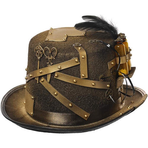 Steampunk hat vintage gears and rivets hat steampunk cylinder 2