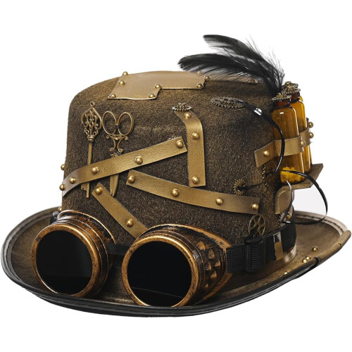 Steampunk hat vintage gears and rivets hat steampunk cylinder 1