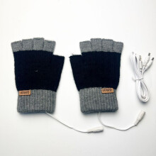 1 Stück USB-Heizhandschuhe, gestrickt, farblich abgestimmt, für Erwachsene und Schüler, Halbfinger-Heizhandschuhe