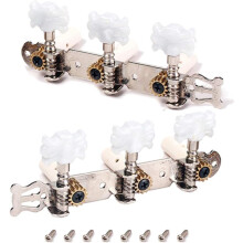 2 Pcs Guitar Machine Heads Tuning Pegs Tuning Keys Tuners For Classical Guitar With Mounting Screws, 3L 3R Chrome