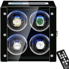 Led Automatic Watch Winder, 4 Position Watch Shaker, Led + Remote Control, Anti-Magnetization Design, 5 Rotation Modes