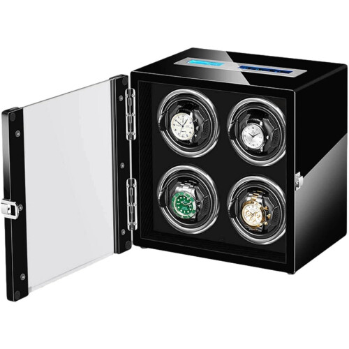 Led Automatic Watch Winder, 4 Position Watch Shaker, Led + Remote Control, Anti-Magnetization Design, 5 Rotation Modes 1