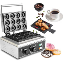 Donut Maker,Commercial Crispy Doughnut Maker,12 Holes,Temperature 50-300 Adjustable,Stainless Steel Doughnut Maker Dessert Bakeware,1550w