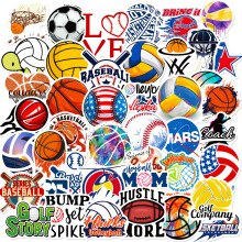 50 autocollants de sports de balle : rugby, volley-ball, softball, football, NBA, basketball. Collection d'autocollants de sports de balle.