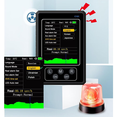 Portable Nuclear Radiation Detector,Geiger Counter with LED Display, Tft Screen + Backlight,Multilingual 2