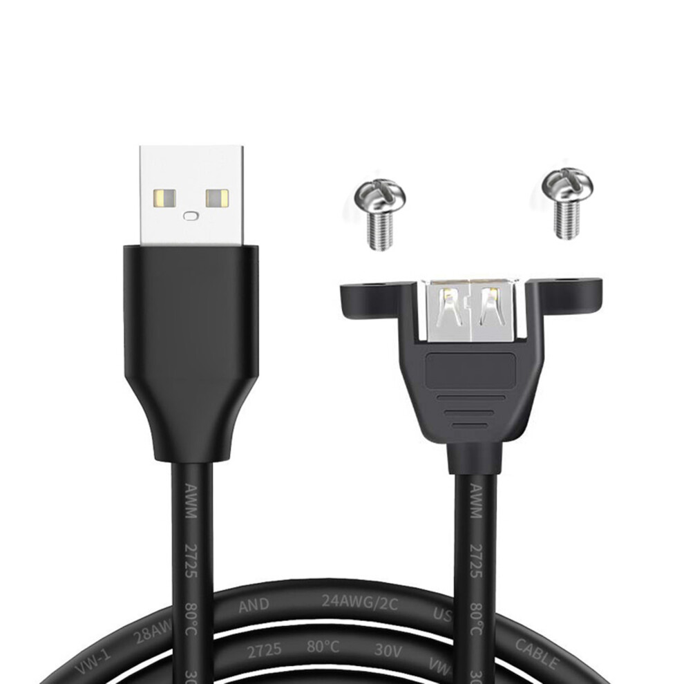 Usb 2.0 Male To Female Extension Cable With Panel Mount Screws, Fast Data Transfer Cord 25/50/100/150/200/300/500Cm 25Cm Half Package 7751660199544