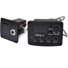 Guitar HEQ-4 4-Band EQ Equalizer Preamp Amplifier Chromatic Tuner Piezo Pickup for Acoustic Guitars Black
