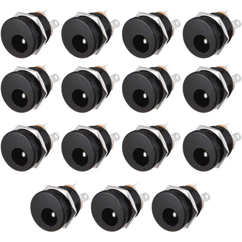 sourcing map DC-022 5.5mmx2.1mm DC Power Jack Socket 3 Pin Female Panel Mount Connector 15pcs