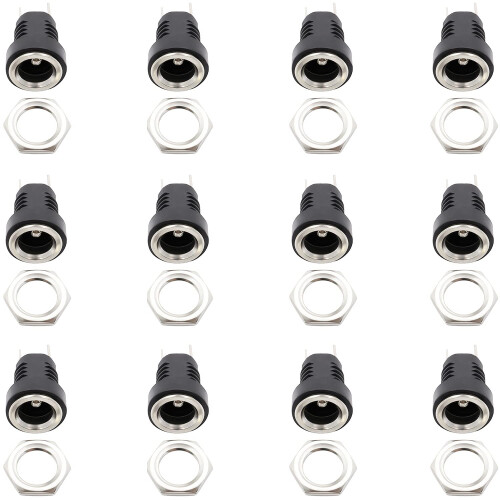 12 Pieces 5.5mmx2.1mm 2 Pins DC Power Jack Female Panel Mounting Connector Socket