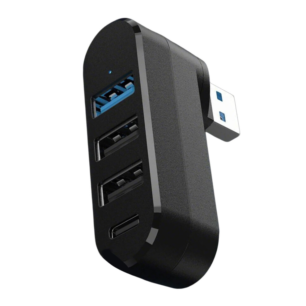 4 Port Usb3.0 Hubs 180 Degree Rotatable Usb Splitter With 3 Usb Port 1 Usb C Powered Data Port Usb Extender For Laptop Black 7751660199377