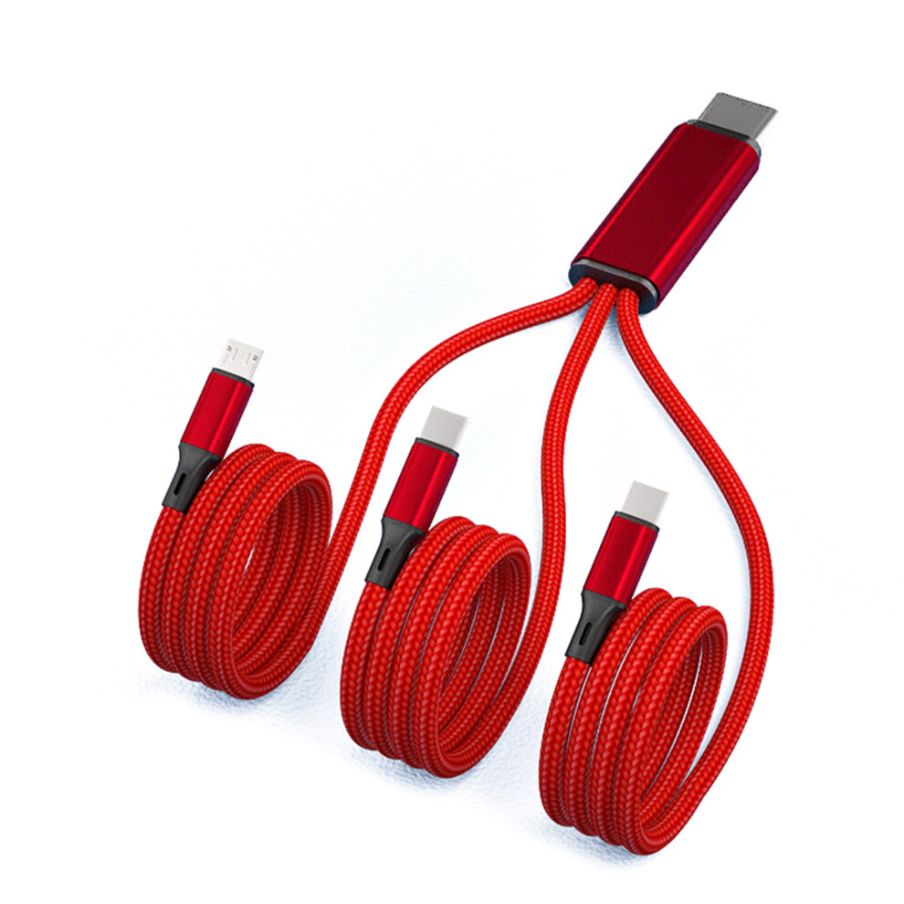 3 In 1 Type C To Usb + Type C Charging Cable For Cellphone Tablet 0.2M Red 7751680214661