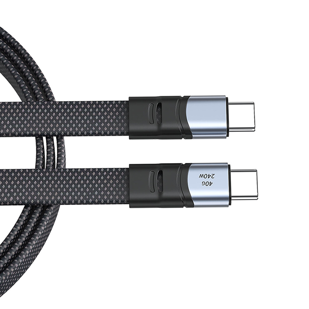 240W Usb C To Usb C Charging Cable Flat Nylon Cord Data Sync Charging Cord Efficient Type C Cord Fast For Phone 15 Pad 0.2M 7751680210984