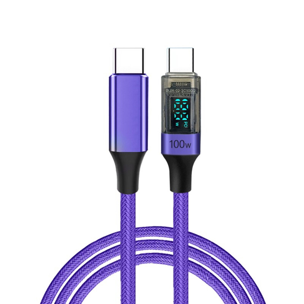 Usb C To Usb C Cable 100W Fast Charging Cable 480Mbps Data Cord With Digital Power Display For Laptops, Phones, Tablets 2M 7751680213954
