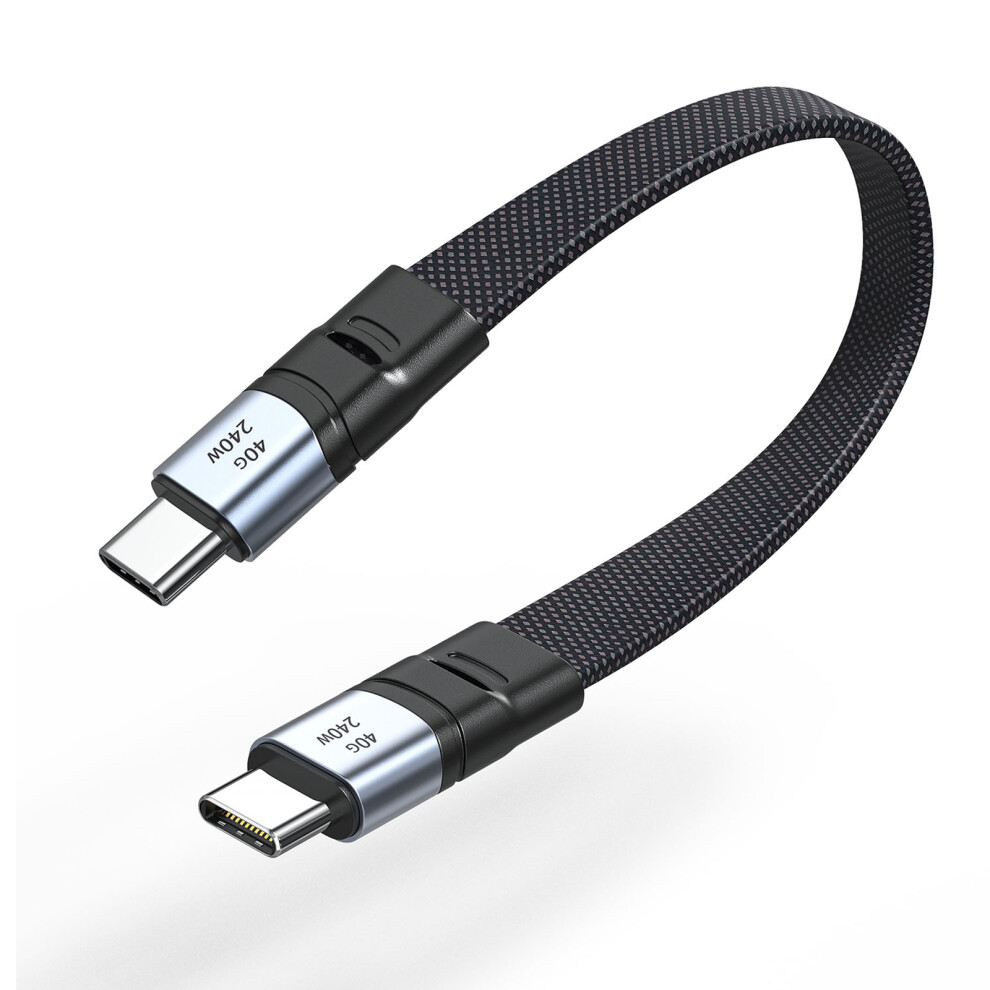 240W Usb C To Usb C Charging Cable Flat Nylon Cord Data Sync Charging Cord Efficient Type C Cord Fast For Phone 15 Pad 12Cm 7751680211004