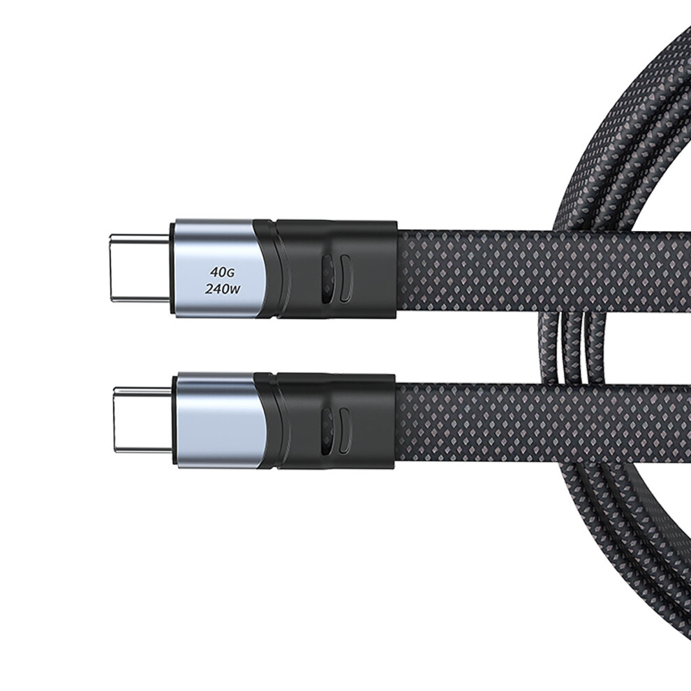 240W Usb C To Usb C Charging Cable Flat Nylon Cord Data Sync Charging Cord Efficient Type C Cord Fast For Phone 15 Pad 0.3M 7751680210977