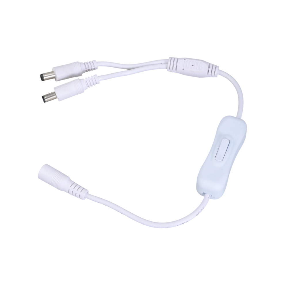 Dc5521 Y Splitter Power Cable 5.5X2.1mm Female To 2 Male Extension Switcher For Cctv Led 37Cm Light/White 7751680218362