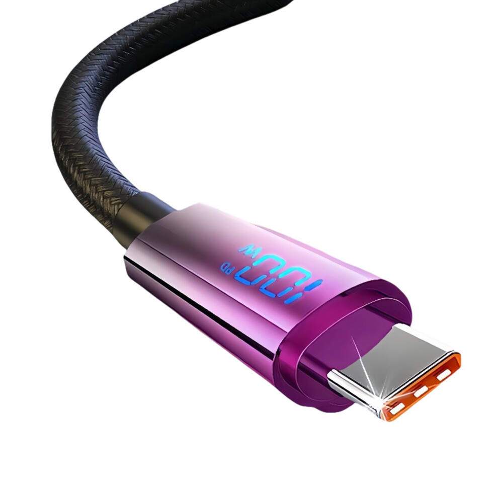 120W Super Fast Charging Type C Cable Dynamic Digital Display Real Time Voltages Extended Length 2M Digital Display Pl 7751680219321