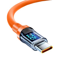 120W Super Fast Charging Type C Cable Dynamic Digital Display Real Time Voltages Extended Length 1m OR