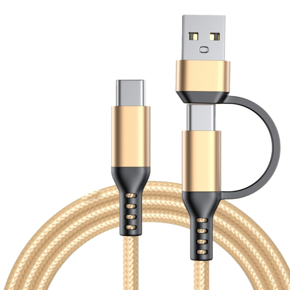 Nylon Braided Usb C Data Cord Fast Charging Cable 60W Fast Speed Charging Compatible For Type C Devices 100Cm Gold 7751680218232
