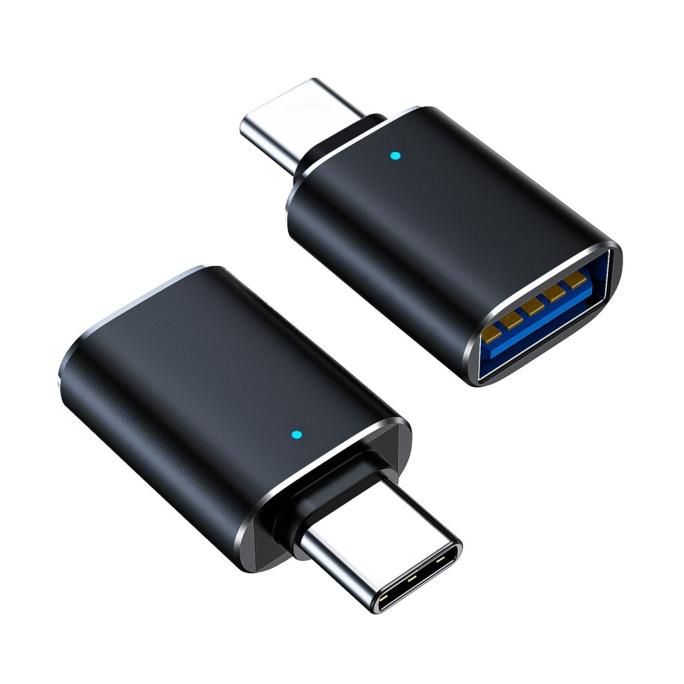 2Pc Usb C To Usb3.0 Adapter Usb C Male To Usb Female Adapter Usb C Adapter For Type C Device Charging Data Transfer Black