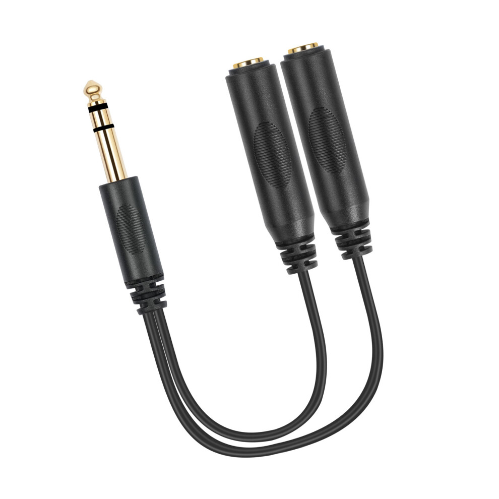 1/4 Splitter Cable,1/4Inch Stereo Splitter Y Cable Stereo Sound Splitter For Amplifiers Microphones Clear Signals Gold 7751660202626