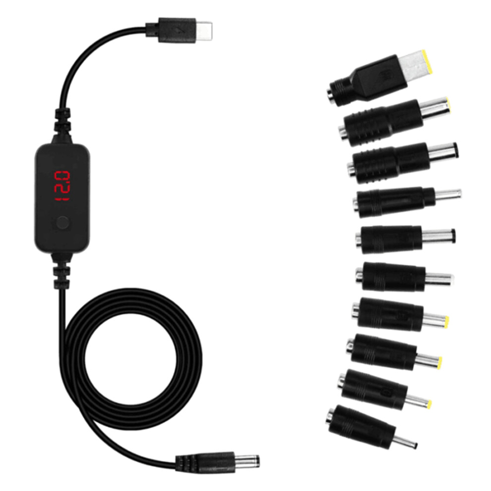 Todc Adapter Cable 5V 9V 12V 15V 20V Adjustable Typec Male To Dc5521 Male Power Cord With 10 Conversion Heads 7751660203036