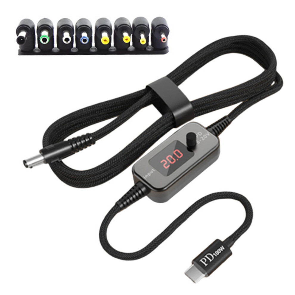 Adjustable Voltages Usb C To Dc5521 Charging Cable Pd100w With 8 Conversion Heads For Laptops Routers And Electronics 7751660204392