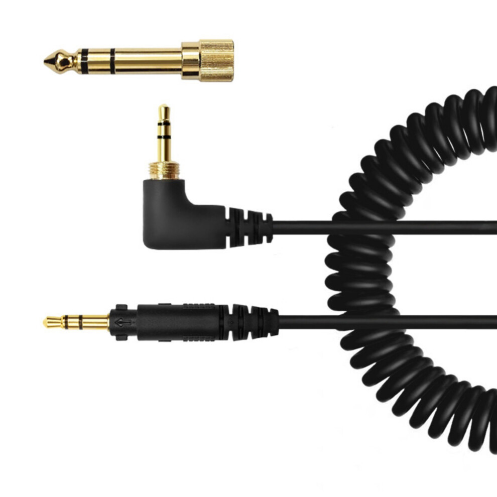 Spring Coiled Cable Over Head Earphone Cord Wire For Eah-Dj1200 Headphone With 6.35Mm Connection Adapter Gold 7751660204279