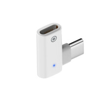Type C/8Pin Male to 8Pin Female Adapter with LED Indicators for Pencil Charging and Connection Side curved